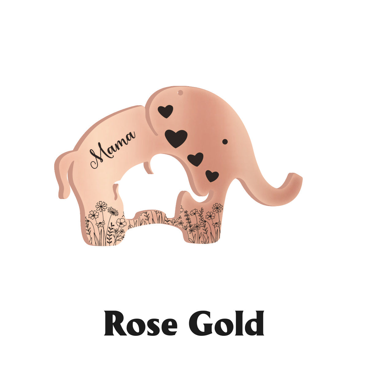 Cute Foral Elephant Mom & Child Necklace - Personalized Mother Matching Pendant Necklace