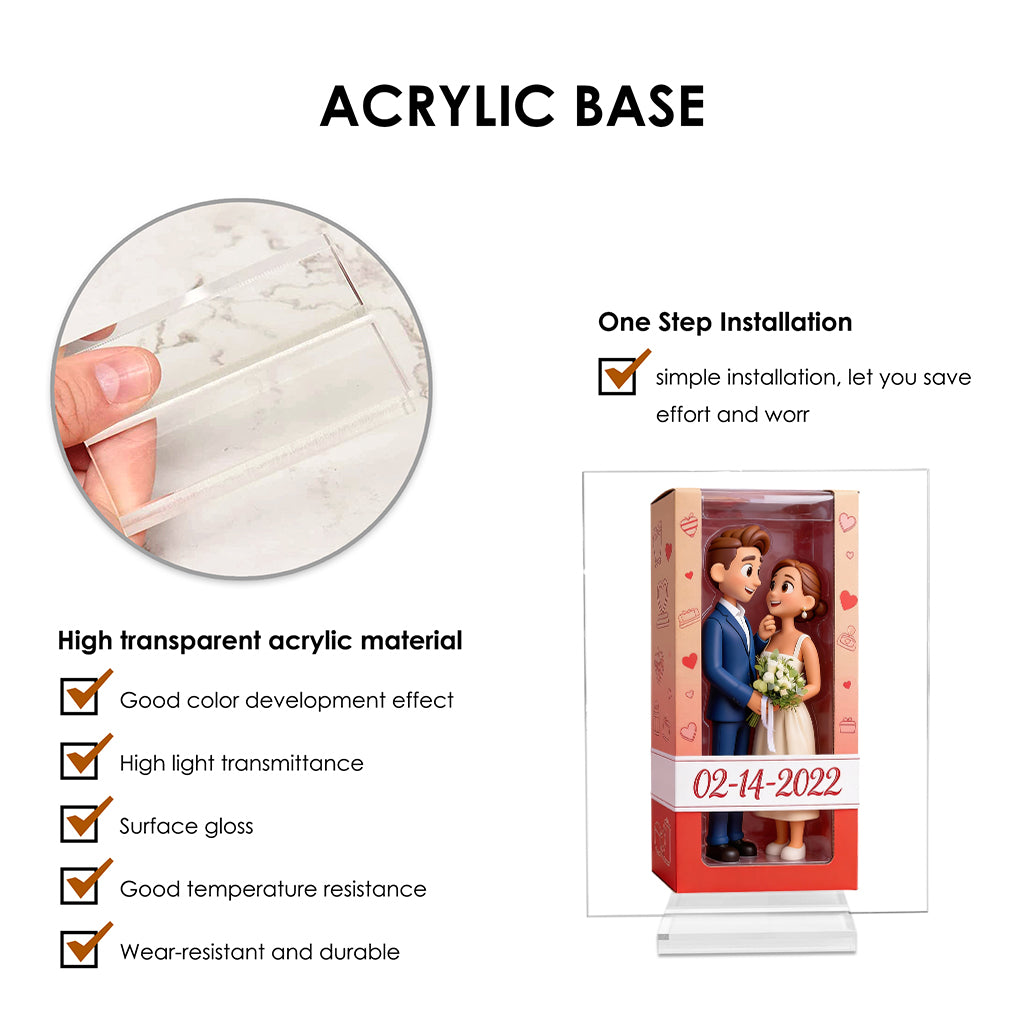 Je t'aime - Plaque acrylique personnalisée pour couple, forme sur mesure