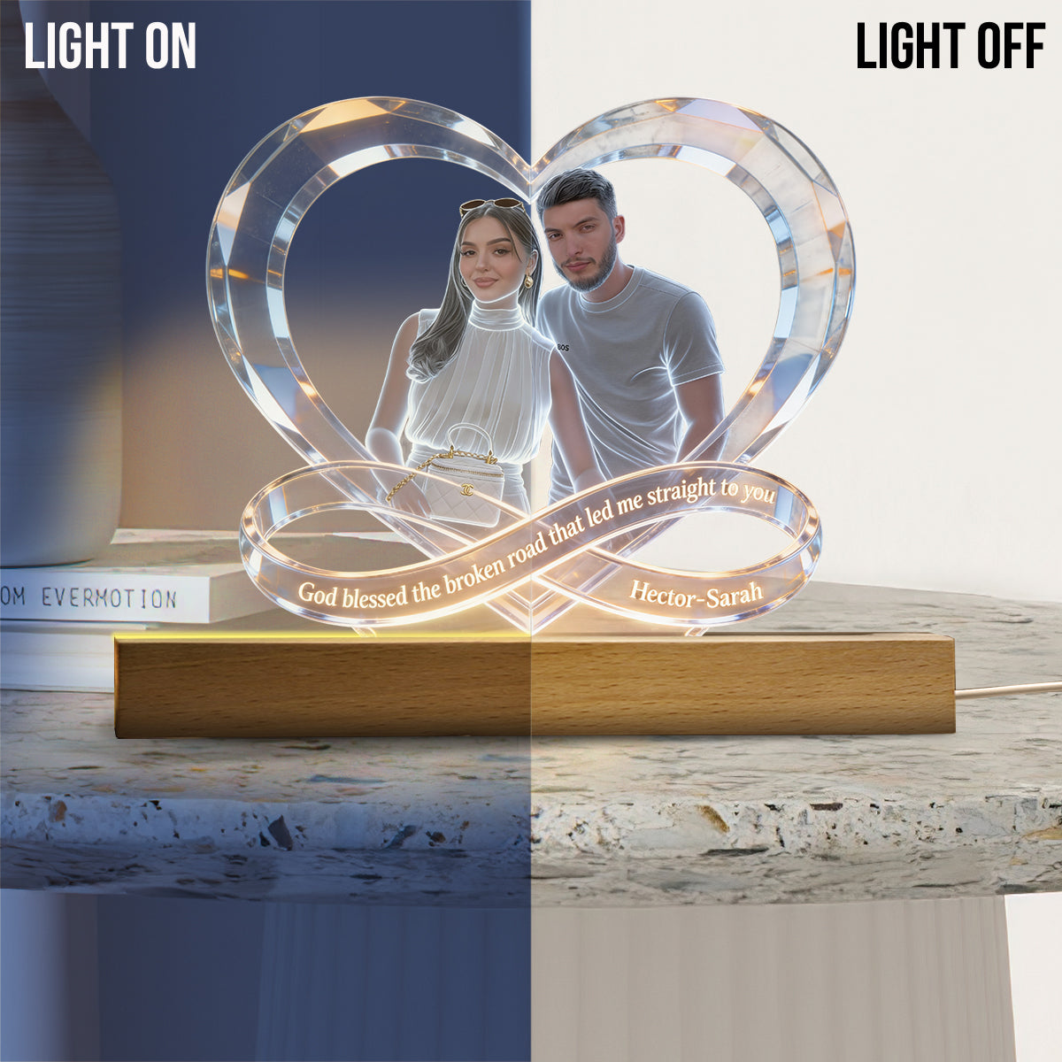 God Blessed The Broken Road - Personalized Couple Shaped Led Night Light