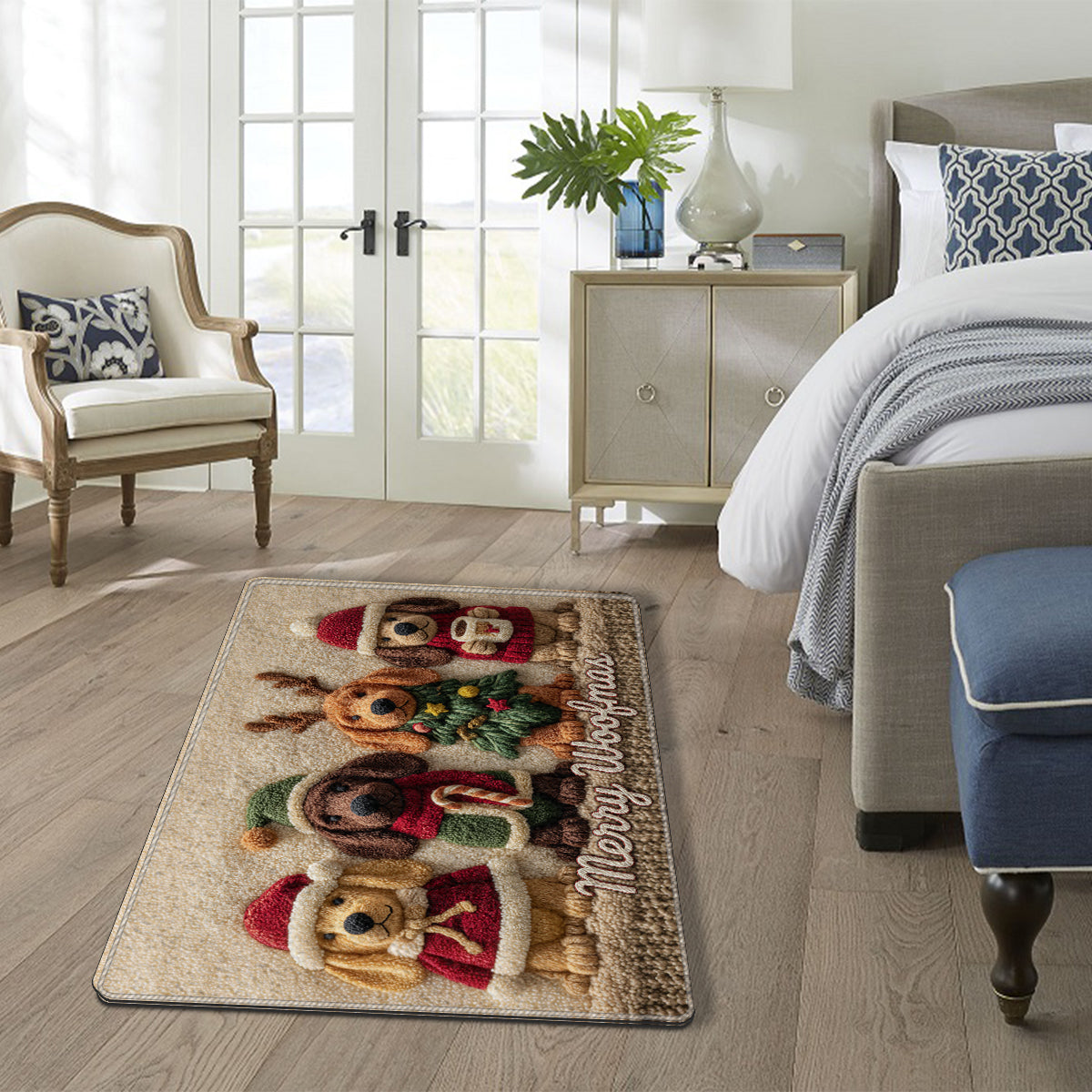 Tapis de Noël personnalisé pour chien - Tapis antidérapant à motif chien