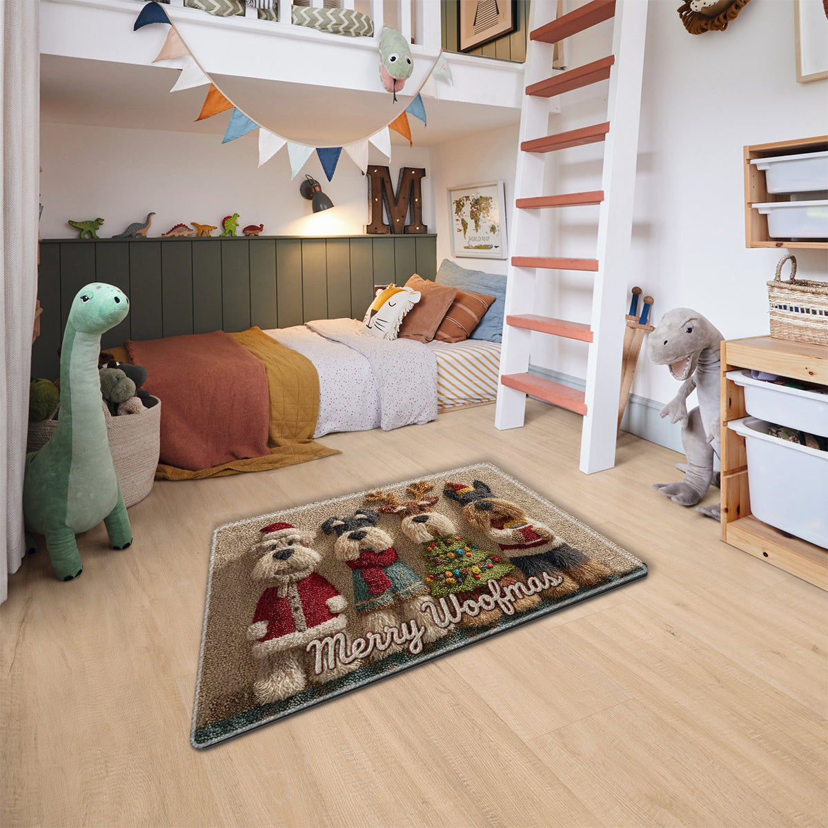 Tapis de Noël personnalisé pour chien - Tapis antidérapant à motif chien