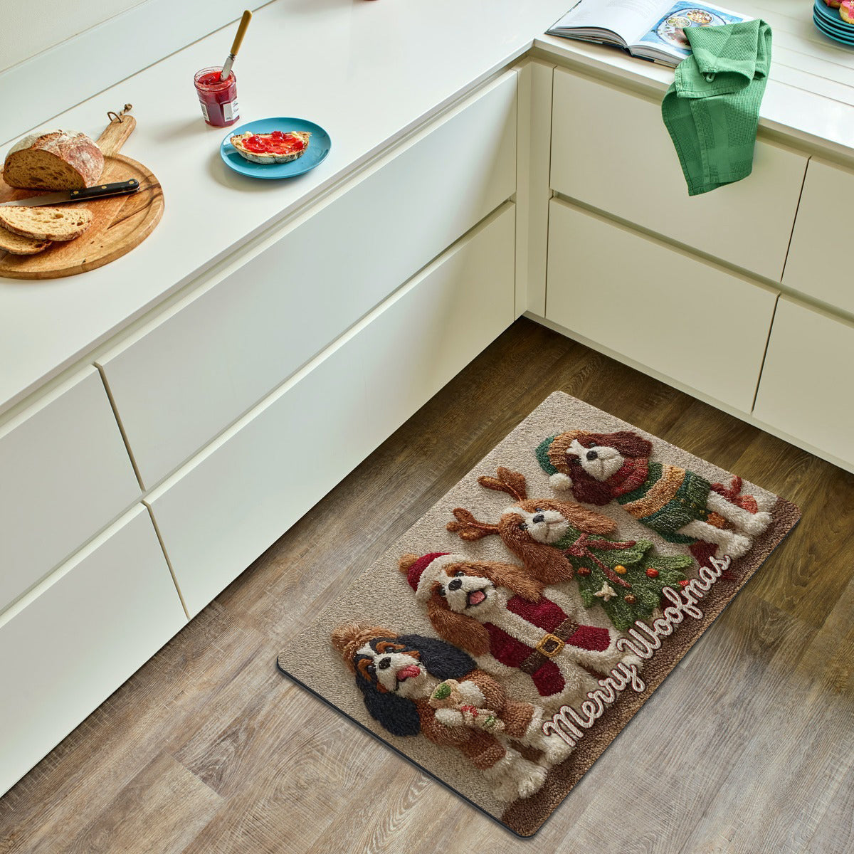 Tapis de Noël personnalisé pour chien - Tapis antidérapant à motif chien