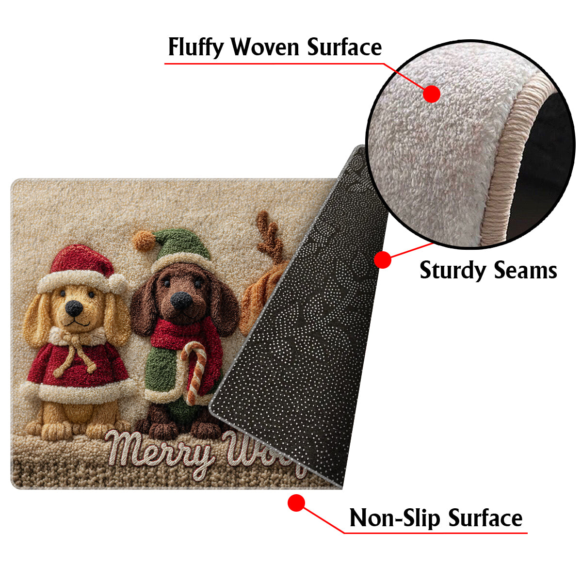 Tapis de Noël personnalisé pour chien - Tapis antidérapant à motif chien