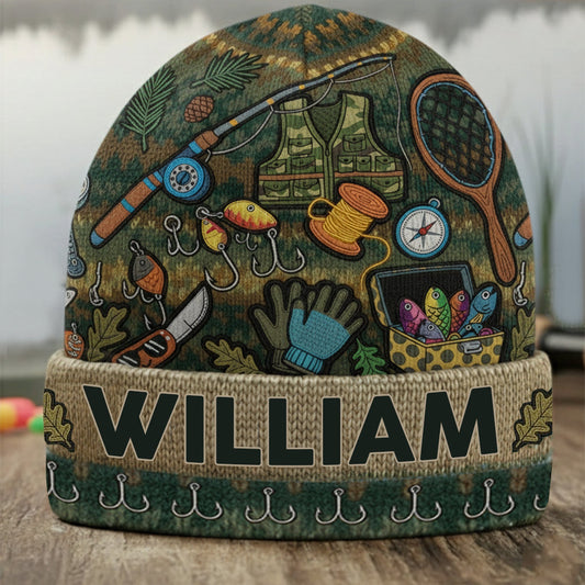 Love Fishing - Personalized Fishing Beanie Hat