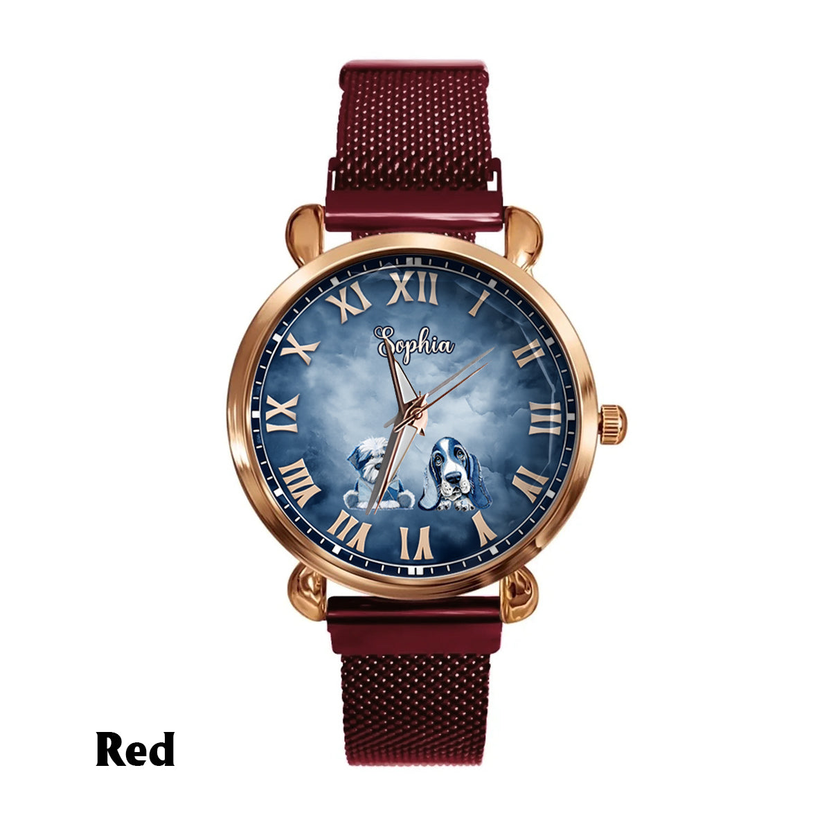 Geschenk für Hundemama – Personalisierte Damen-Handuhr mit Hundemotiv