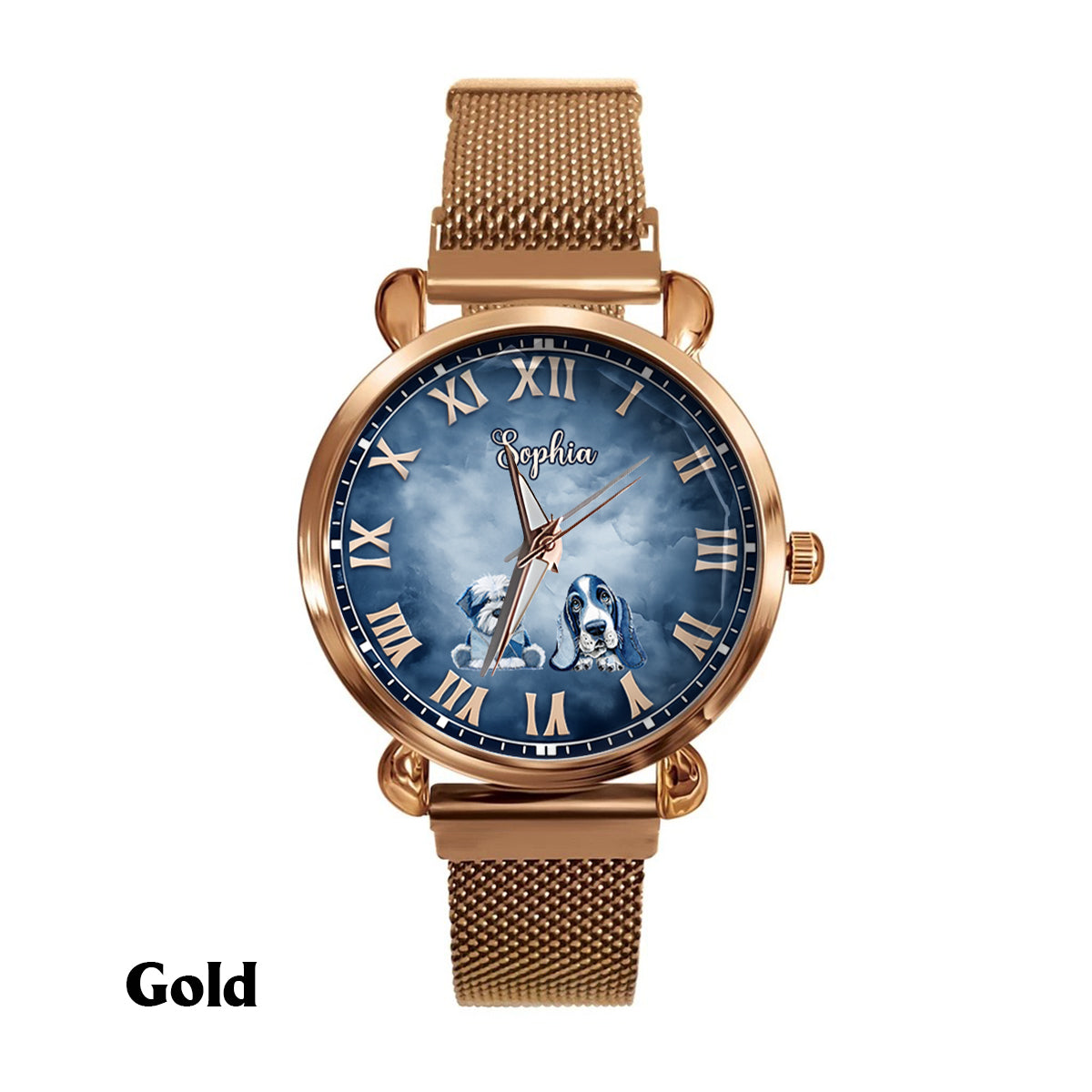 Geschenk für Hundemama – Personalisierte Damen-Handuhr mit Hundemotiv