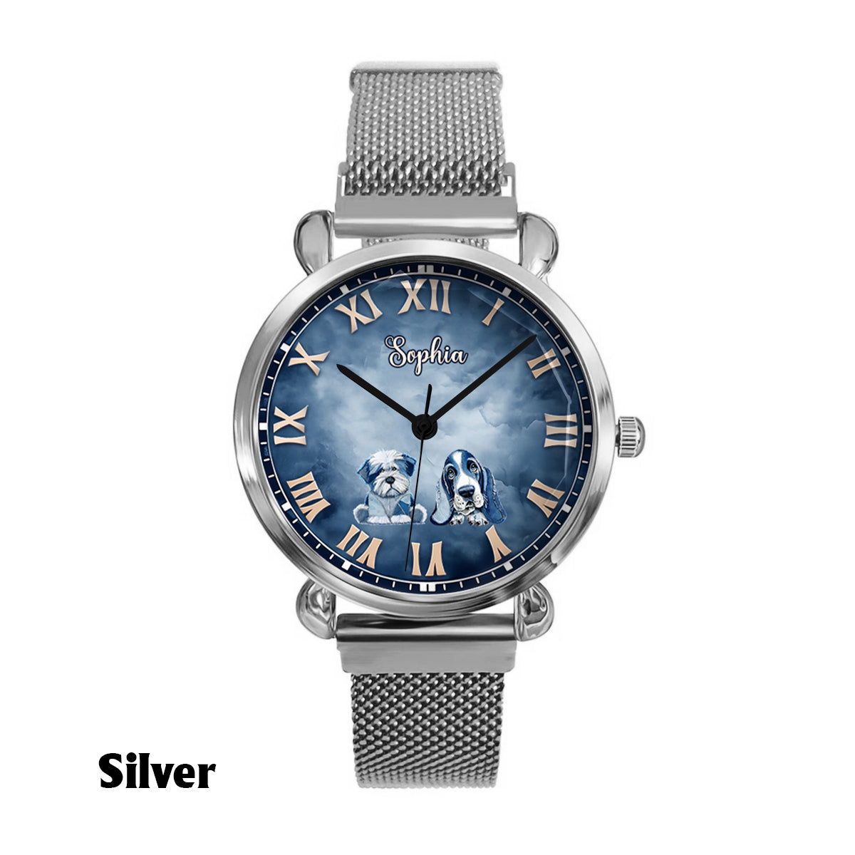 Geschenk für Hundemama – Personalisierte Damen-Handuhr mit Hundemotiv