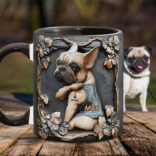 Ich liebe Mama – Personalisierte Tasse mit Hundemotiv