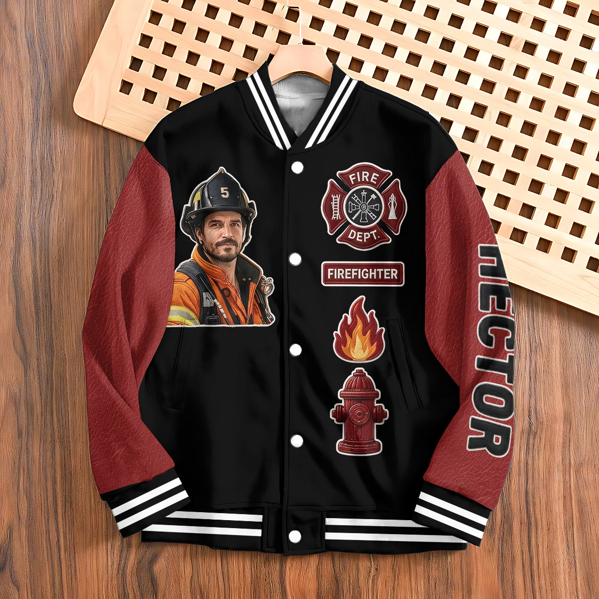 Any Photo Proud Firefighter - Personalized Firefighter Varsity Jacket