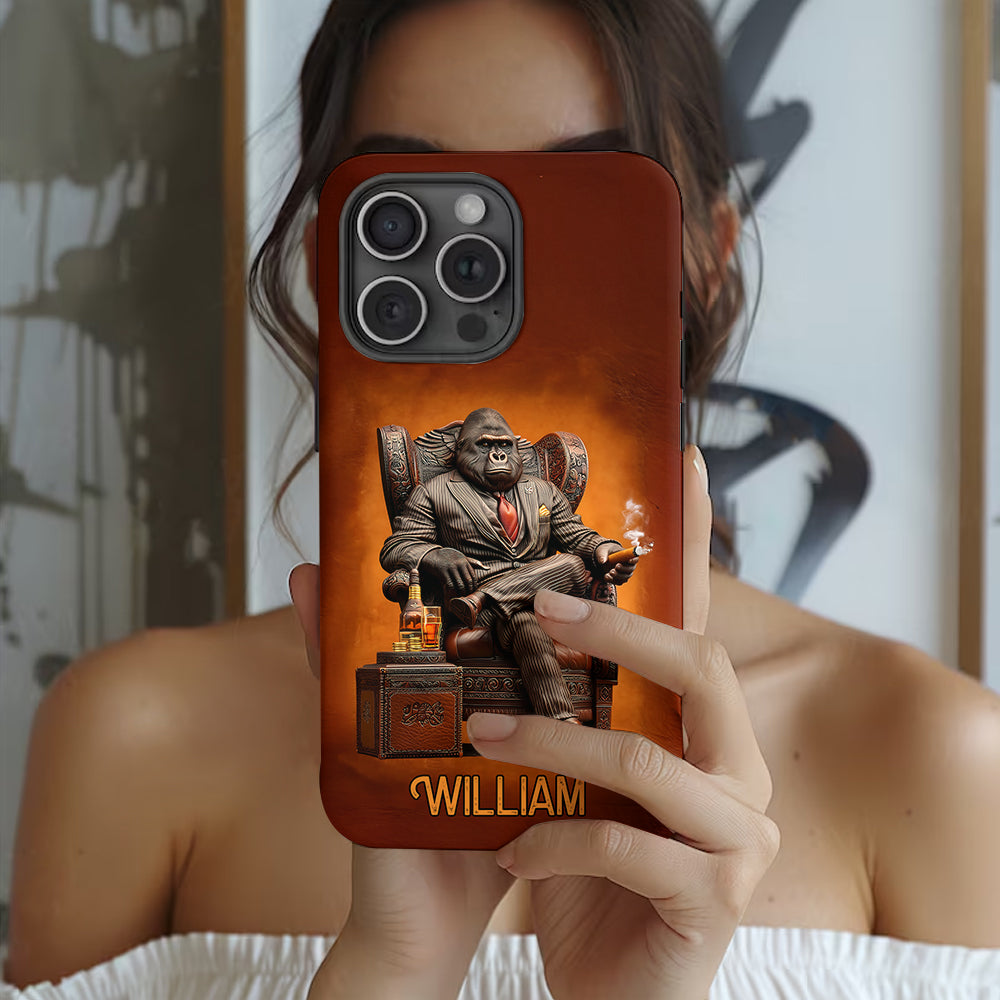 Whiskey & Cigar Gorilla - Coque de téléphone personnalisée avec impression intégrale sur le thème du whisky