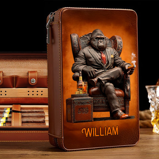Whiskey & Cigar Gorilla – Personalisierter Reisehumidor für Whisky und Zigarren