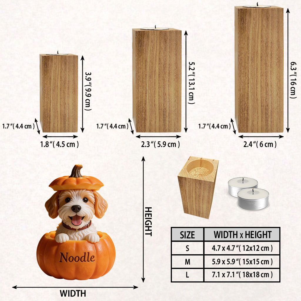 Boo Buddy Pumpkin - Personalized Dog Custom Shape Wooden Candle Holder