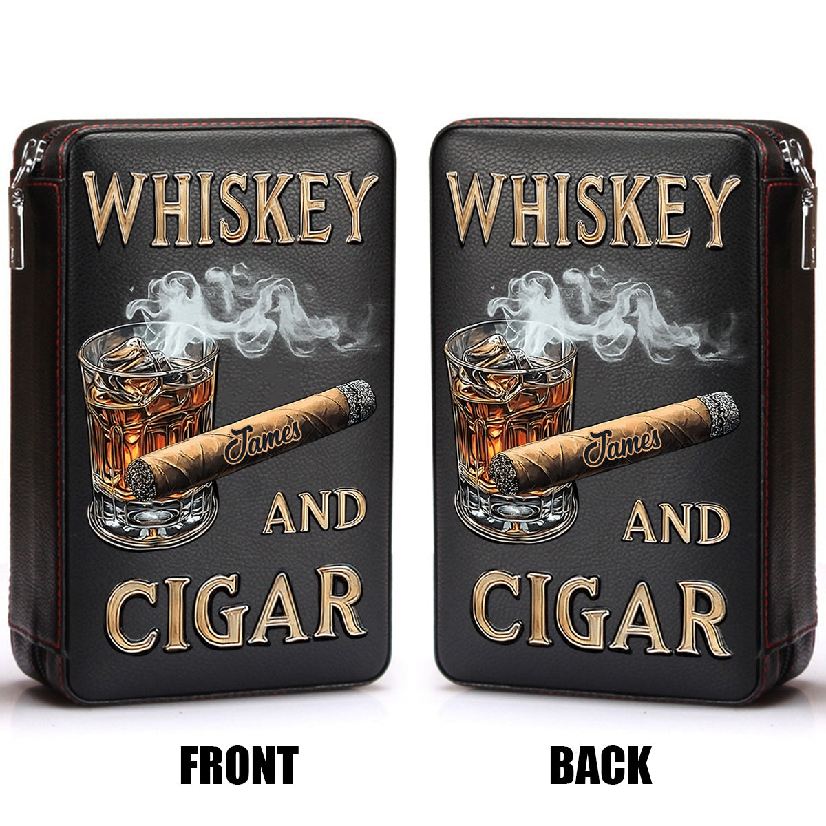 Whisky und Zigarre – Personalisierter Reisehumidor für Whisky und Zigarren