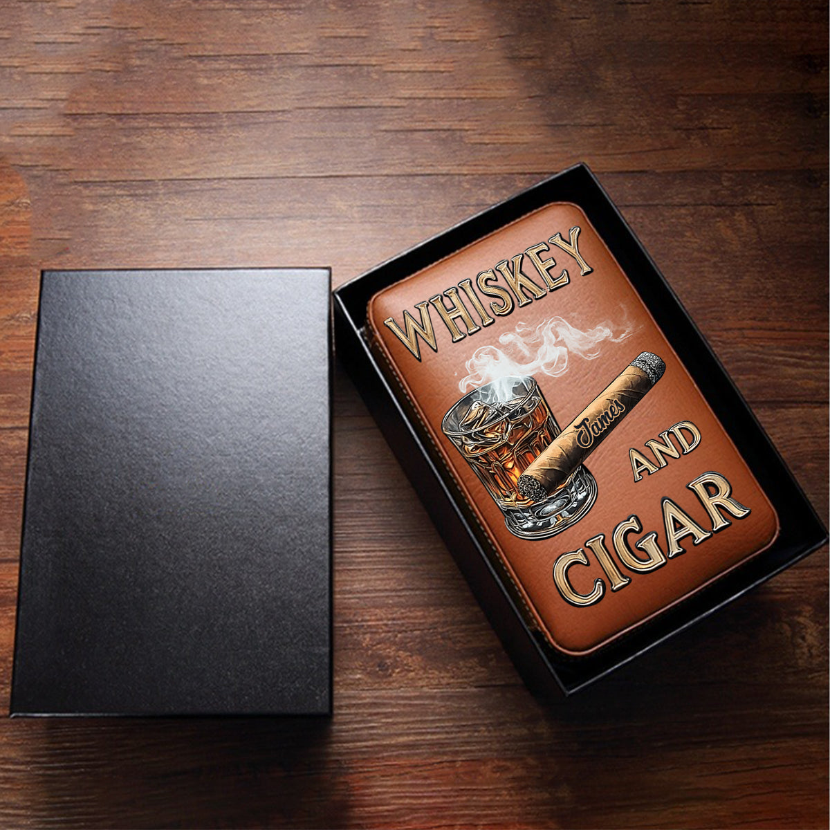 Whisky und Zigarre – Personalisierter Reisehumidor für Whisky und Zigarren