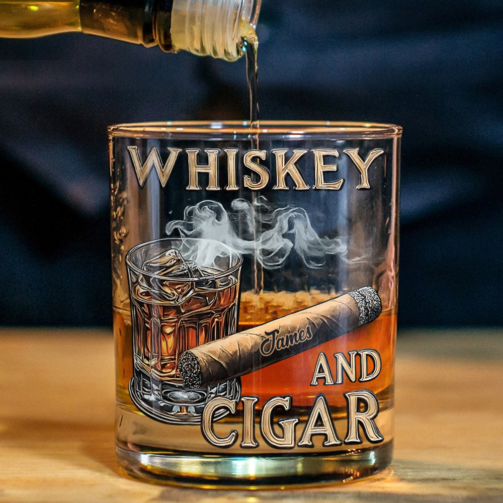 Whiskey And Cigar - Personalized Whisky Glass