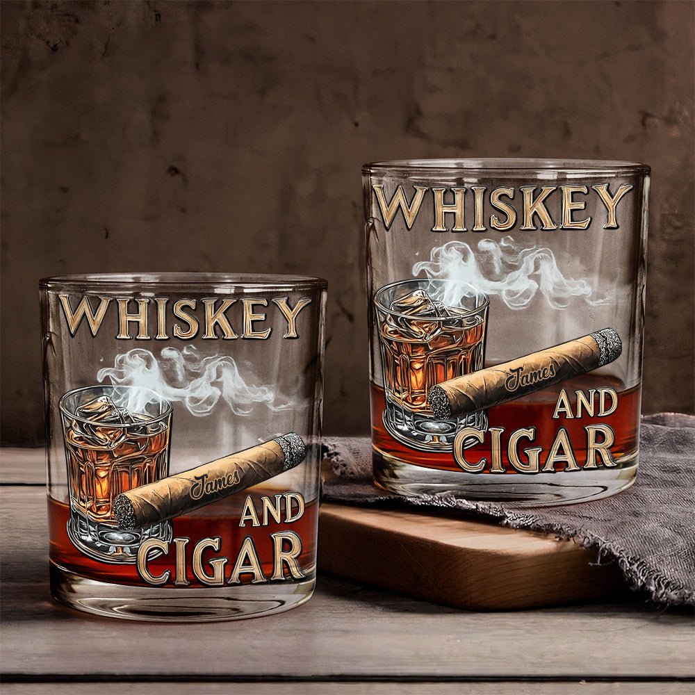 Whiskey And Cigar - Personalized Whisky Glass