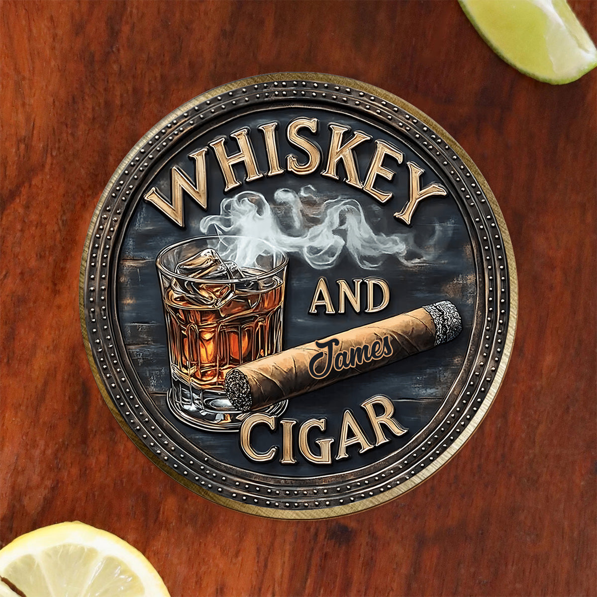 Whiskey And Cigar - Personalized Whisky Glass