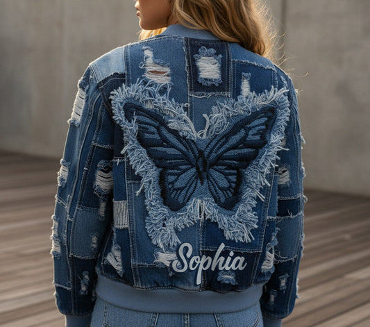 Stay Wild Butterfly - Personalized Butterfly Bomber Jacket