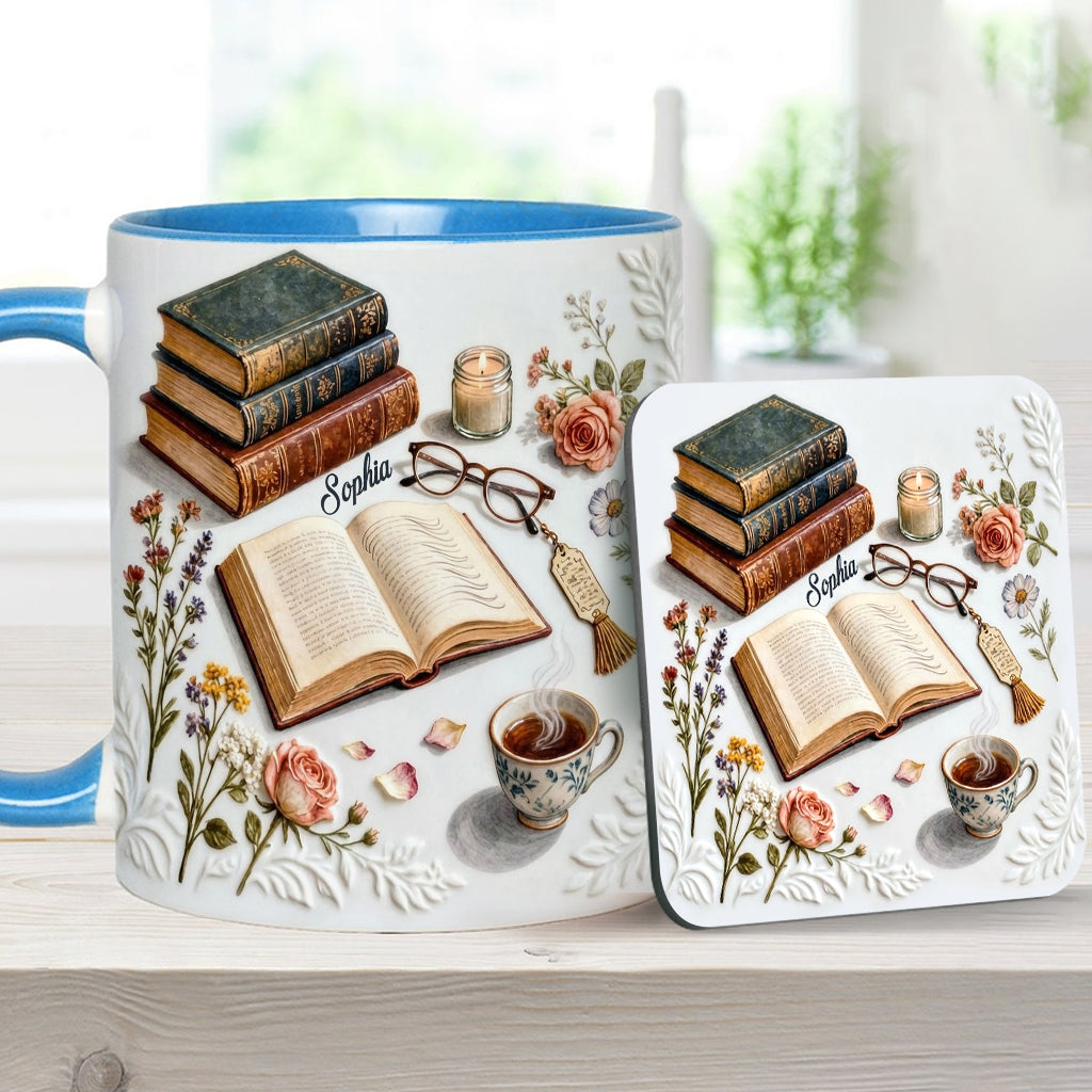 Just A Girl Who Loves Books - Personalized Book Accent Mug & Coaster
