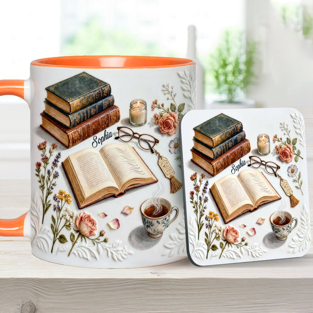 Just A Girl Who Loves Books - Personalized Book Accent Mug & Coaster