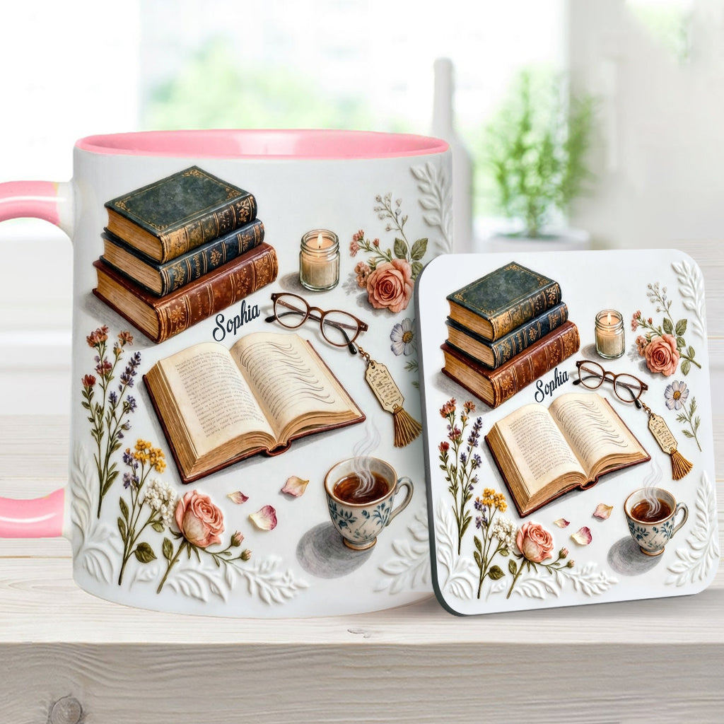 Just A Girl Who Loves Books - Personalized Book Accent Mug & Coaster