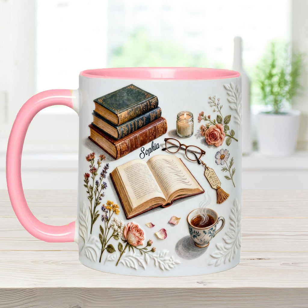 Just A Girl Who Loves Books - Personalized Book Accent Mug & Coaster