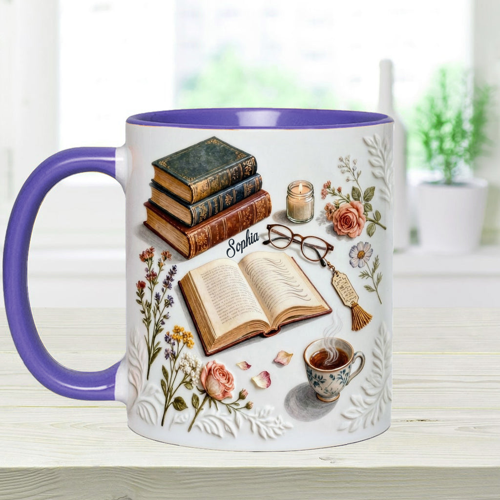 Just A Girl Who Loves Books - Personalized Book Accent Mug & Coaster