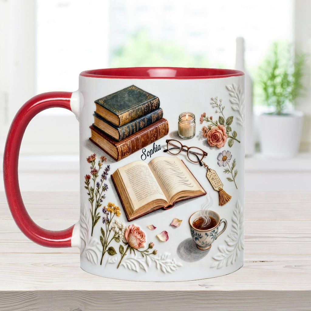 Just A Girl Who Loves Books - Personalized Book Accent Mug & Coaster