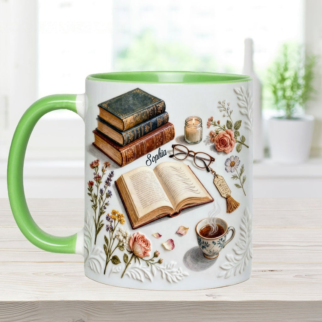Just A Girl Who Loves Books - Personalized Book Accent Mug & Coaster
