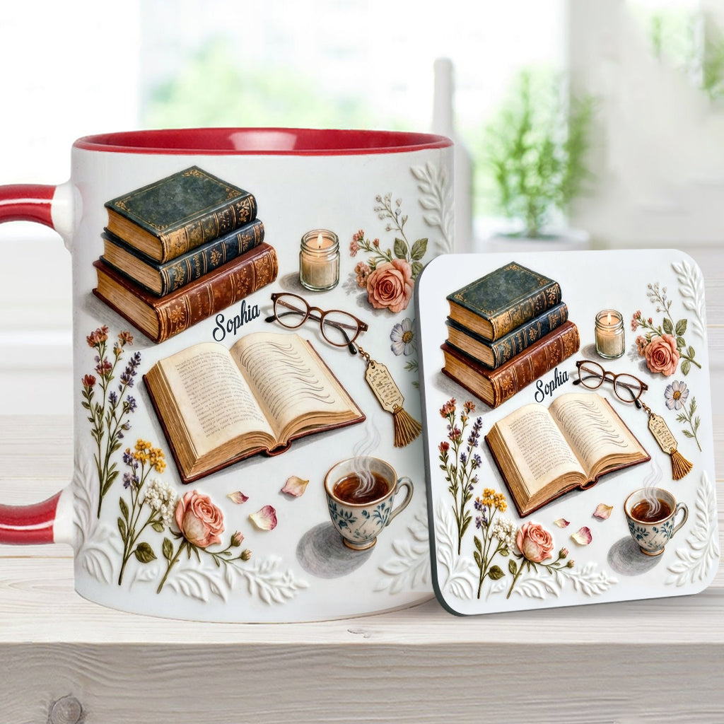 Just A Girl Who Loves Books - Personalized Book Accent Mug & Coaster