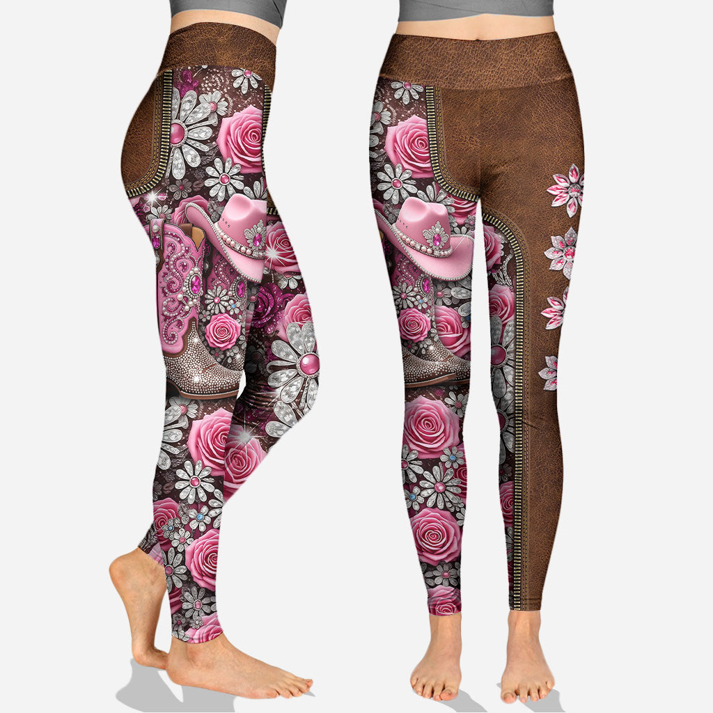 Glitter Cowgirl Boots - Personalized Cowgirl Hoodie and Leggings