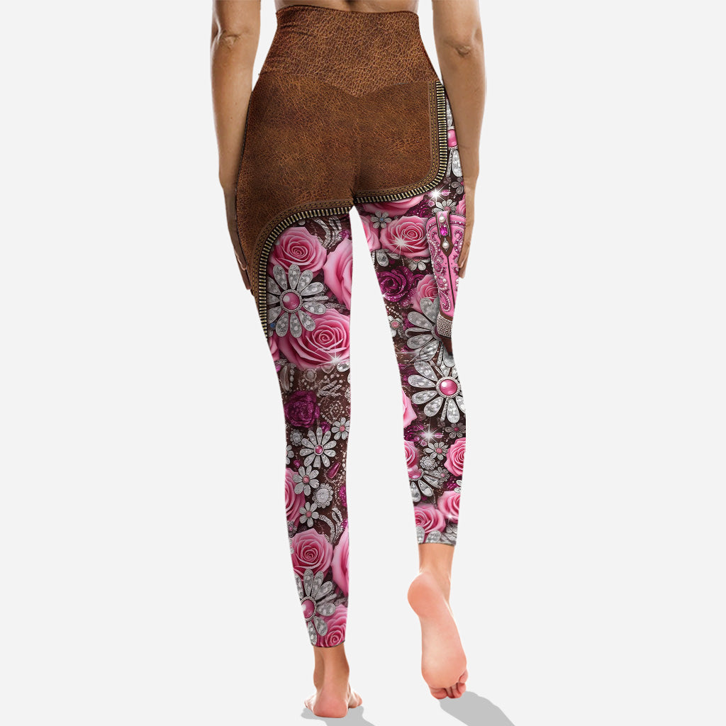 Glitter Cowgirl Boots - Personalized Cowgirl Hoodie and Leggings