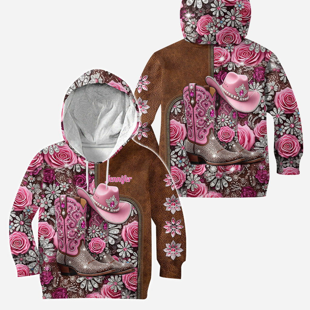 Glitter Cowgirl Boots - Personalized Cowgirl Hoodie and Leggings