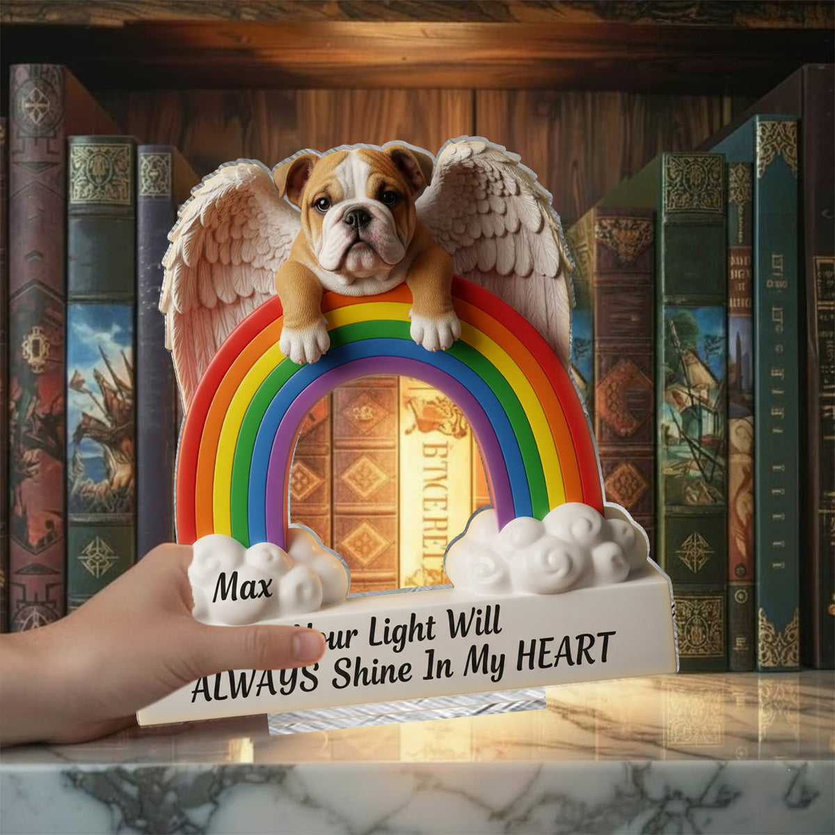 Your Light Will Always Shine In My Heart - Personalized Dog Candle Holder Sign
