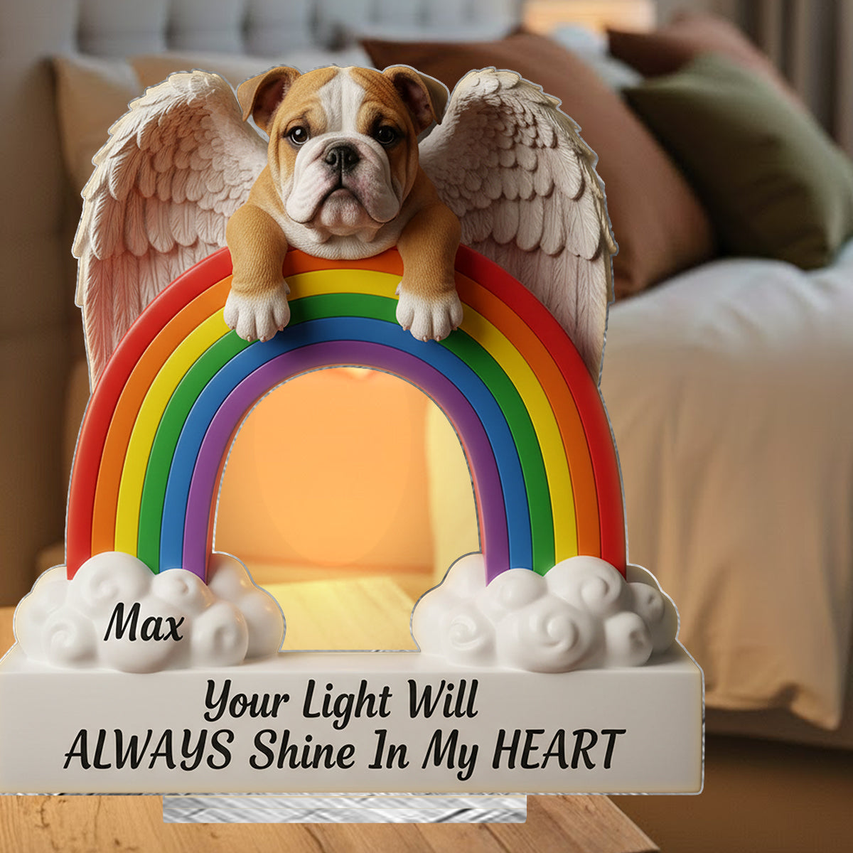 Your Light Will Always Shine In My Heart - Personalized Dog Candle Holder Sign