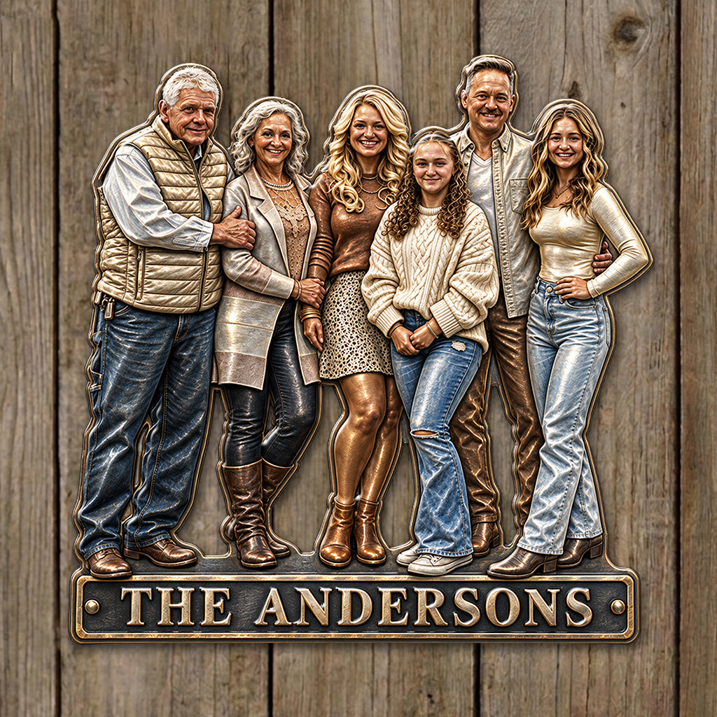 Family Forever Gift - Personalized Family 3D Printed Cut Metal Sign