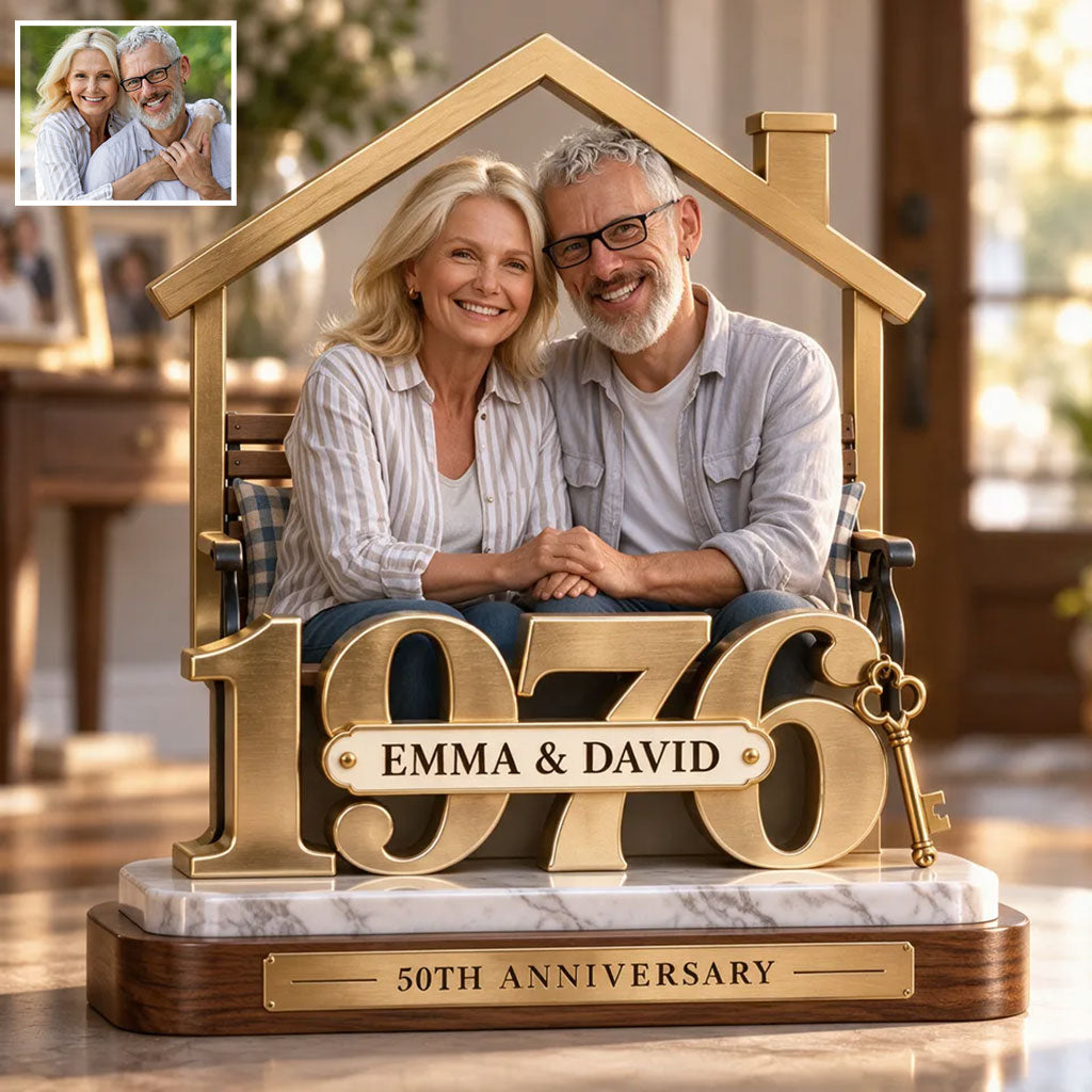 Cadeau Couple Personnalisé, Figurine Romantique d'Anniversaire pour Mari et Femme avec Noms et Date, Cadeau Petit Ami - Plaque Acrylique Personnalisée
