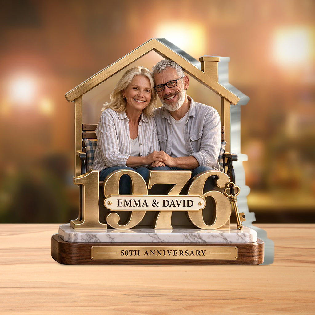 Cadeau Couple Personnalisé, Figurine Romantique d'Anniversaire pour Mari et Femme avec Noms et Date, Cadeau Petit Ami - Plaque Acrylique Personnalisée