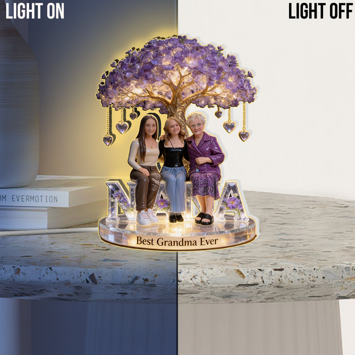 Best Mom Nana Grandma Ever - Personalized Mother Acrylic LED Night Light