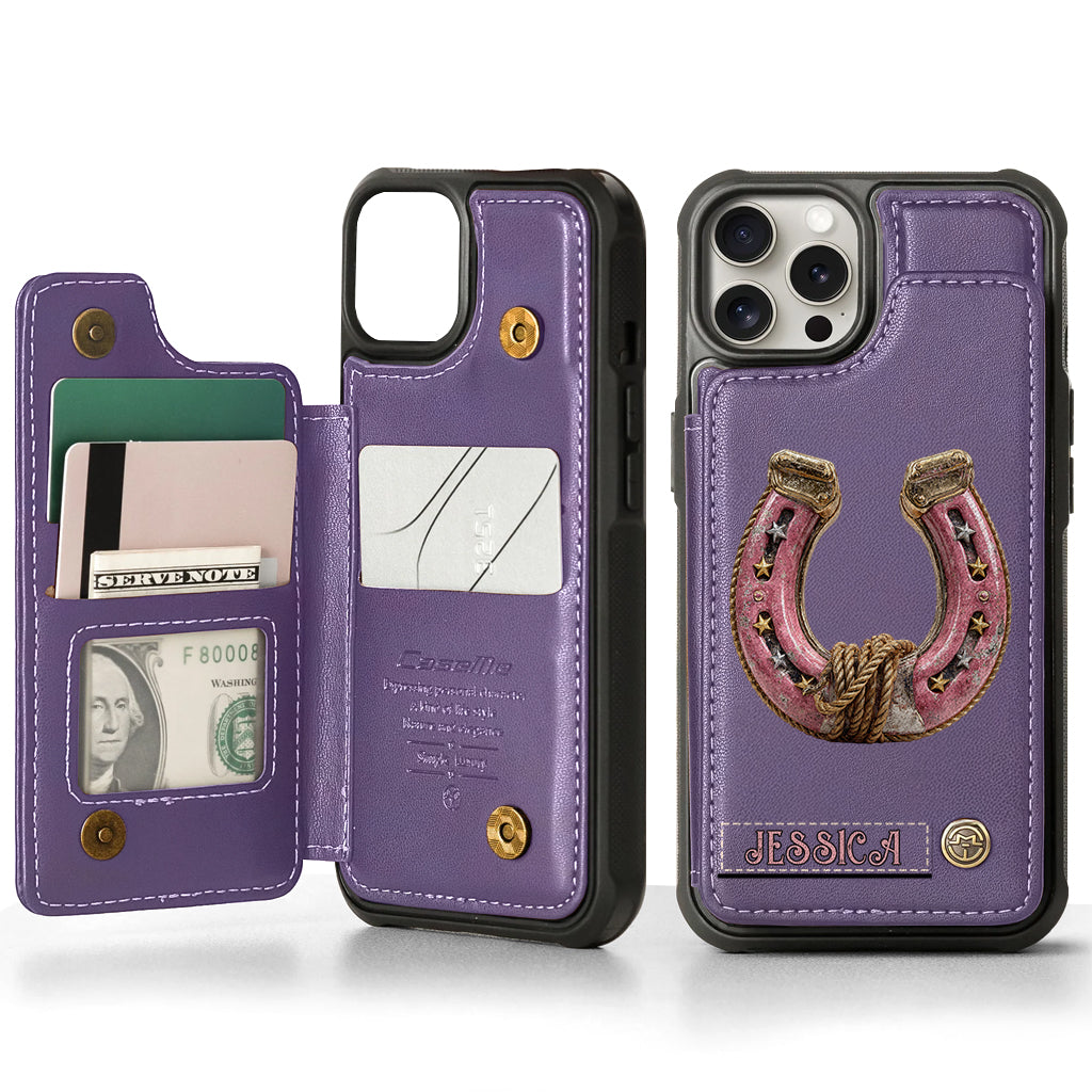 Horseshoe - Personalized Horse Wallet Phone Case
