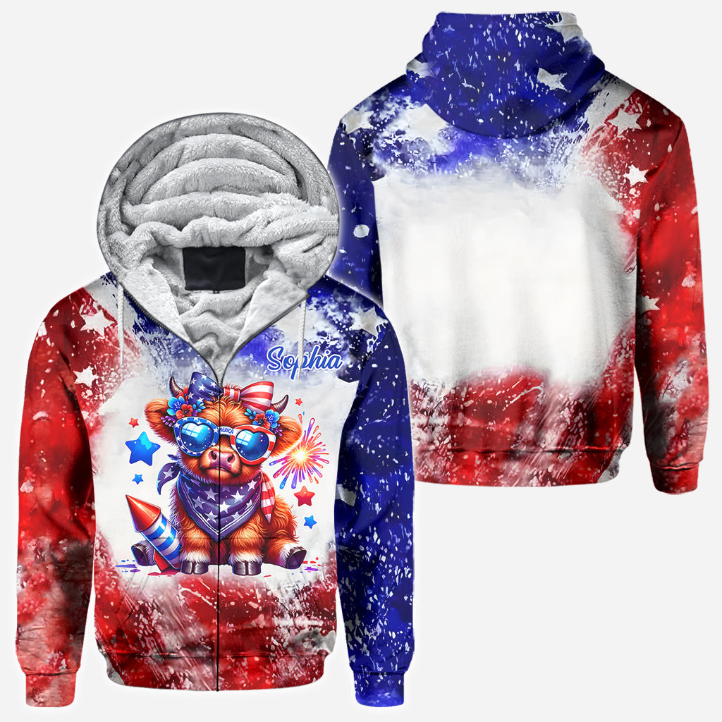 Highland-Rind-Shirt zum 4. Juli – Personalisiertes Highland-Rind-Shirt mit Allover-Print