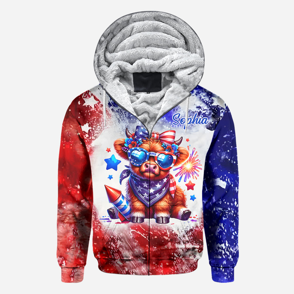 Highland-Rind-Shirt zum 4. Juli – Personalisiertes Highland-Rind-Shirt mit Allover-Print