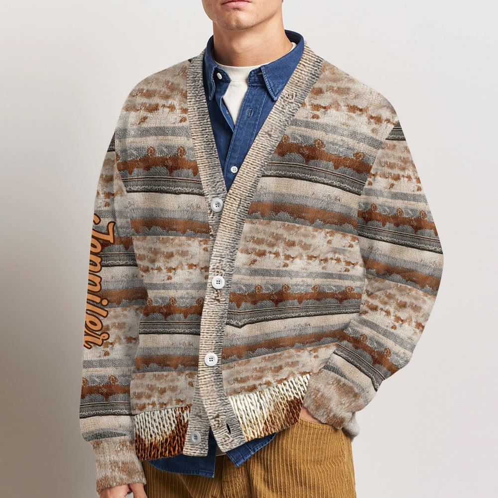 Pull cardigan personnalisé avec une vache des Highlands - J'adore les vaches des Highlands