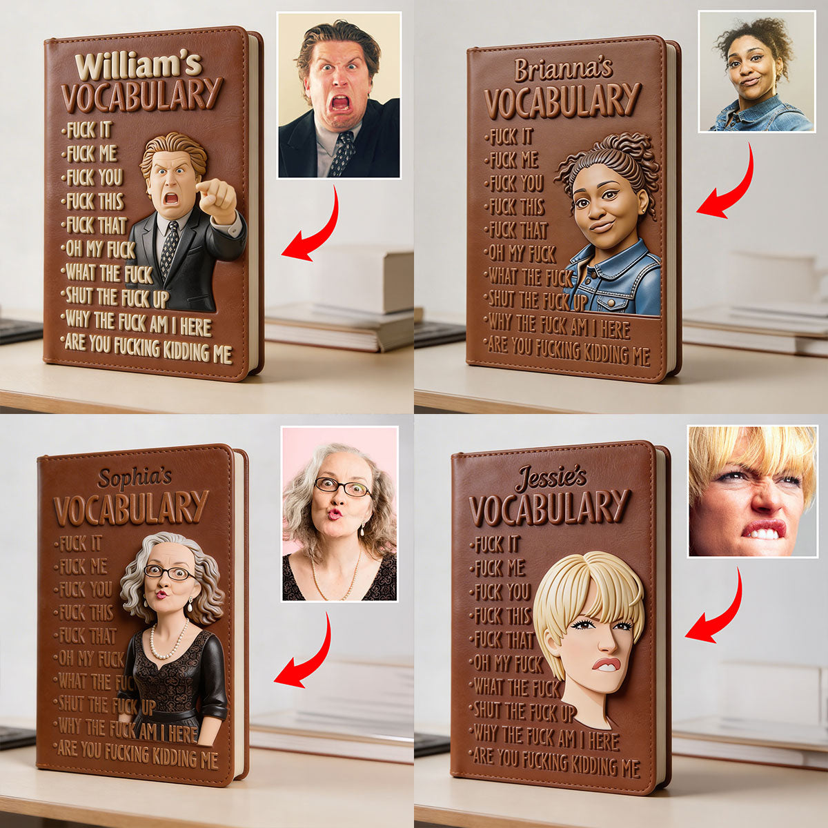 Vocabulary - Custom Job Title - Fun Gifts - Personalized Colleague Leather Journal