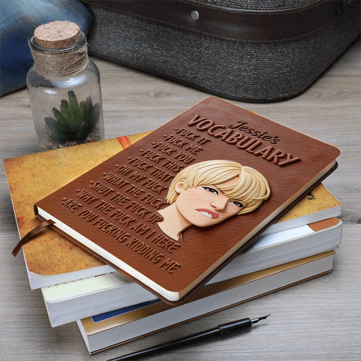 Vocabulary - Custom Job Title - Fun Gifts - Personalized Colleague Leather Journal