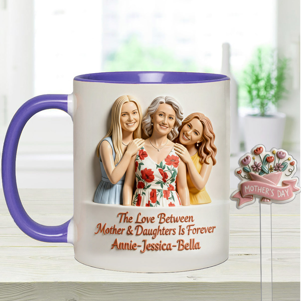 Cadeau idéal pour maman - Coffret personnalisé « Mère » avec tasse et agitateurs en acrylique