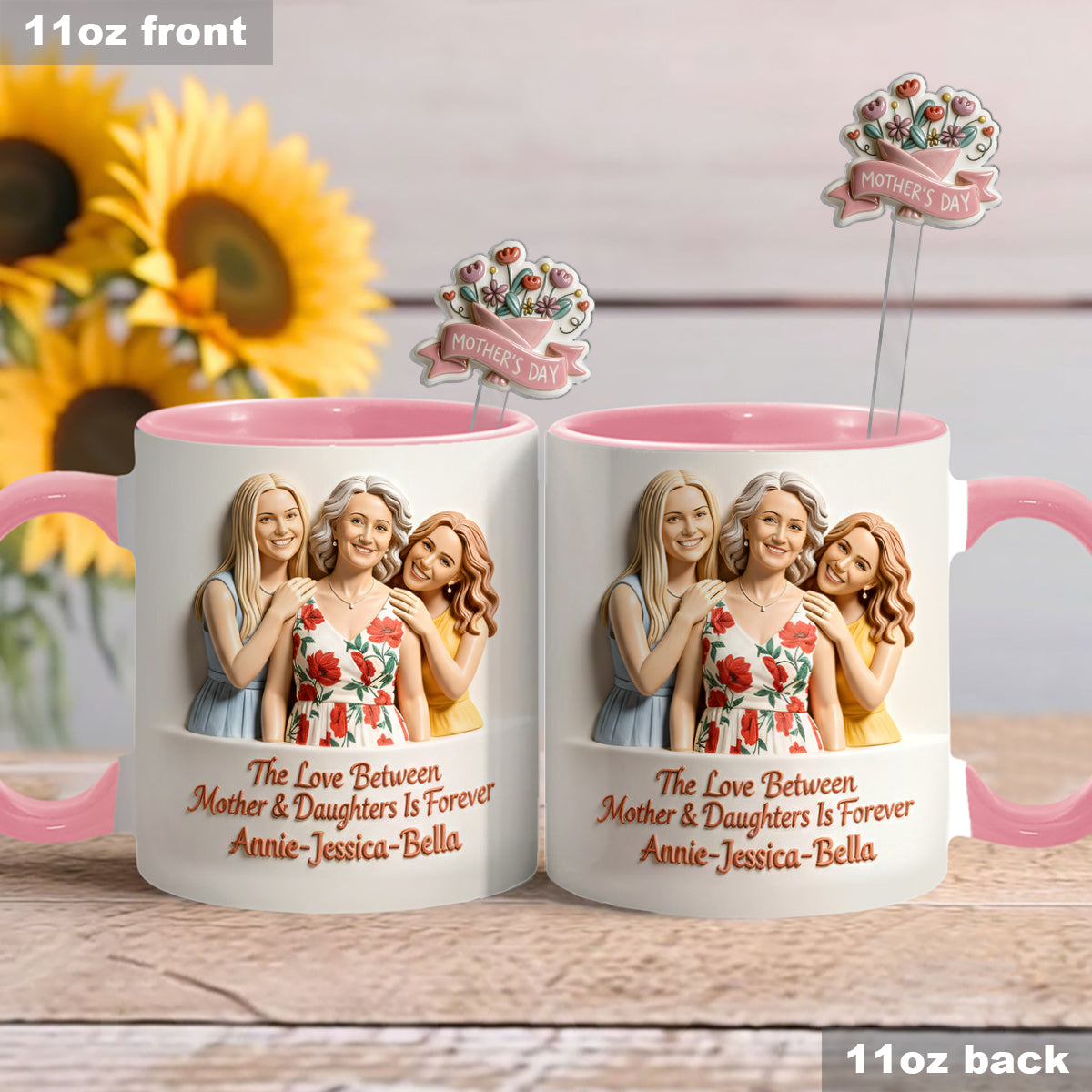 Cadeau idéal pour maman - Coffret personnalisé « Mère » avec tasse et agitateurs en acrylique