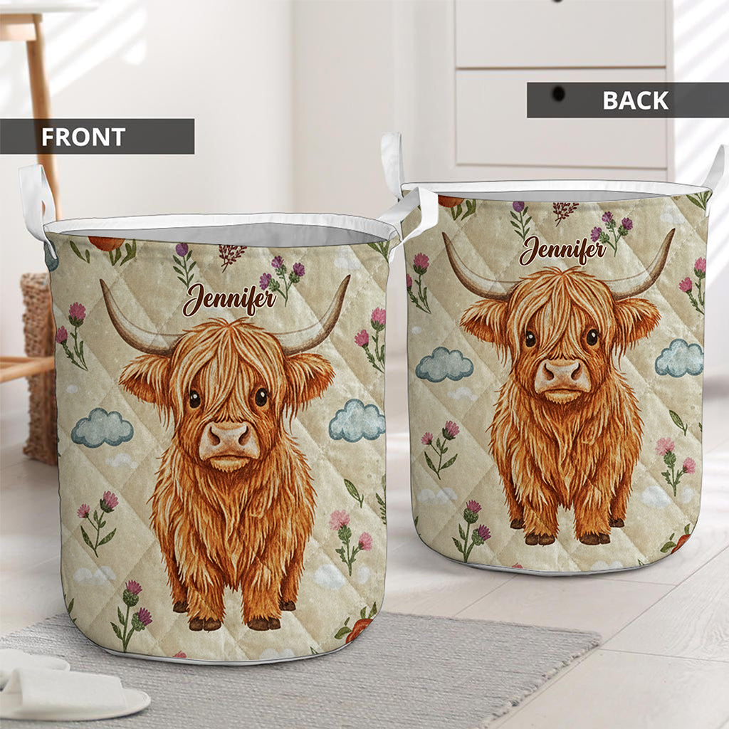 Cute Highland Cow - Personalized Highland Cow Storage Basket