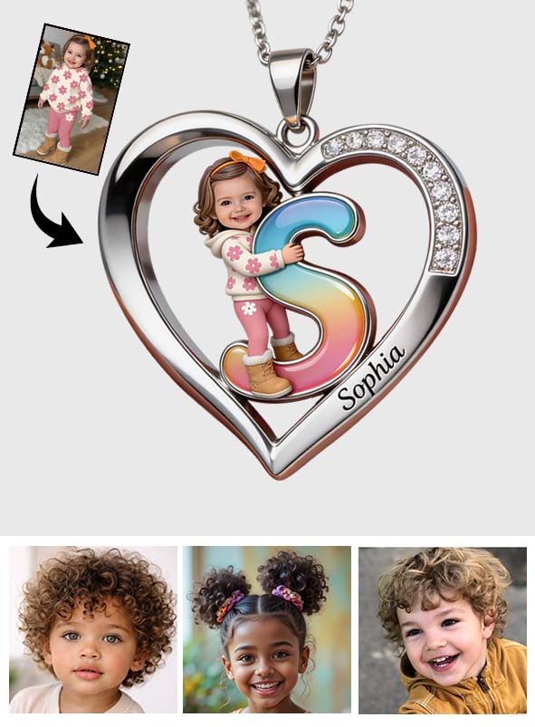 Custom Any Photo - Personalized Kid Shaped Metal Pendant Necklace