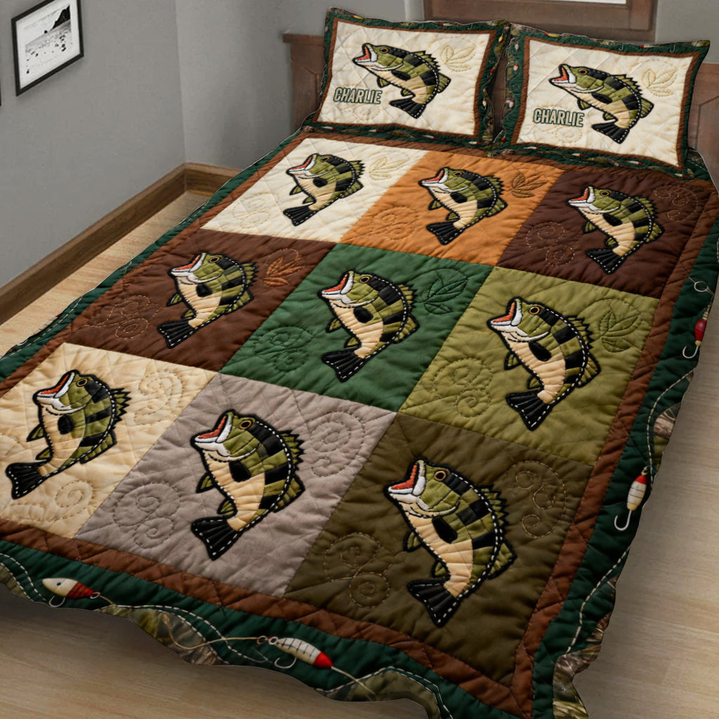 Love Fishing - Personalized Fishing Quilt Set